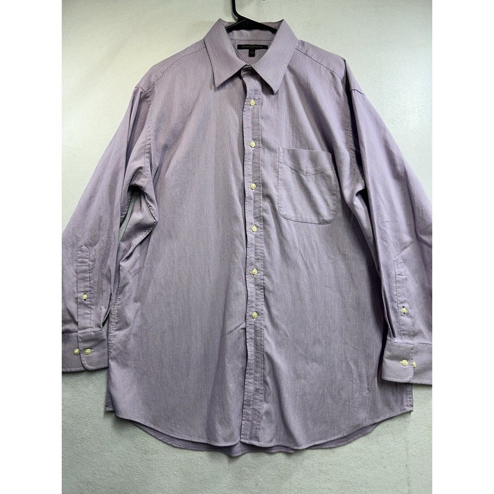 Tommy‎ Hilfiger Regular Fit Purple White Striped Dress Shirt 17 32/33 XL
